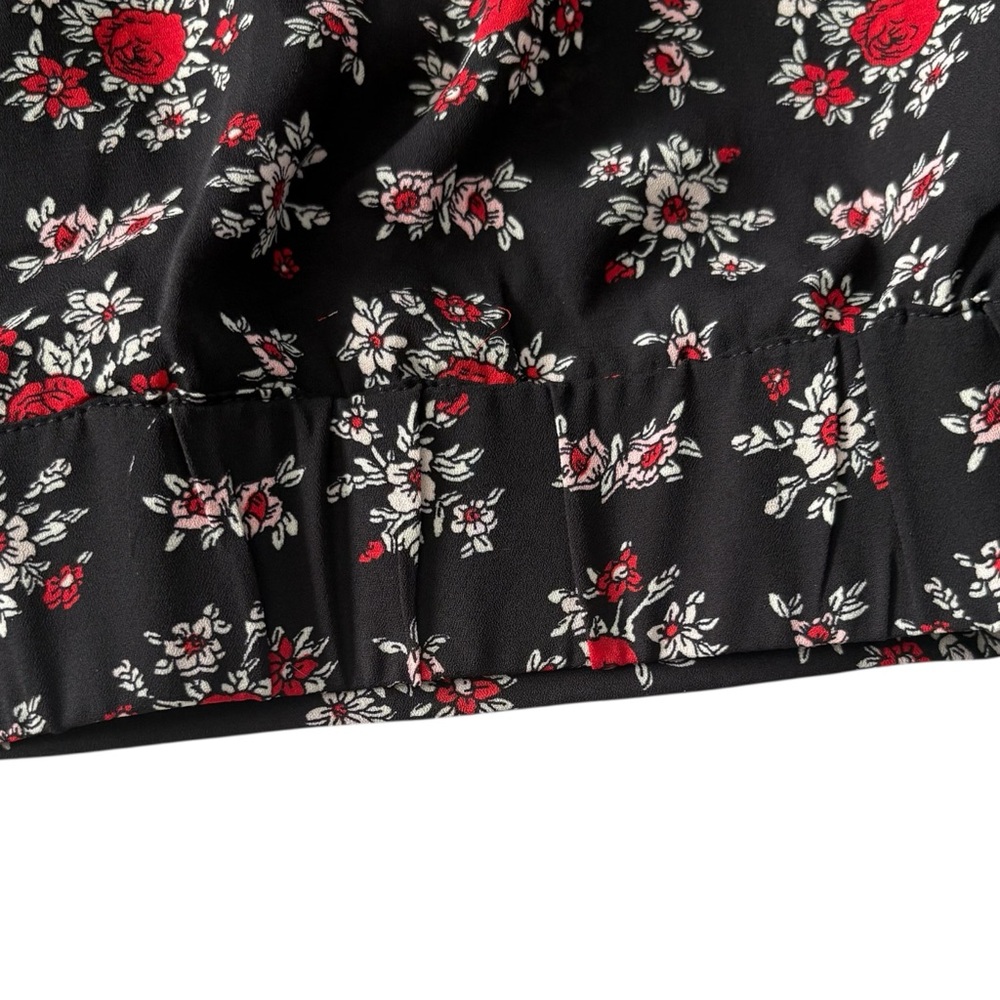 LOFT Ruffle Floral Black / Red Blouse Size XS — BEAUTIFUL!!! - Picture 7 of 9